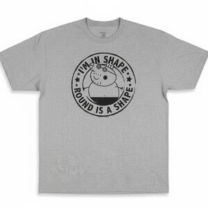Peppa the Pig Daddy Pig Round is A Shape Mens Large Tall Graphic T-Shirt Casual